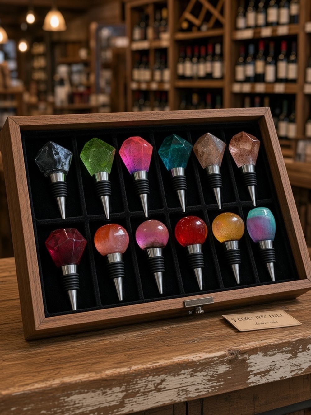 Handcrafted Crystal Gem Mica Resin Wine Bottle Stoppers- Multicolor 12 available